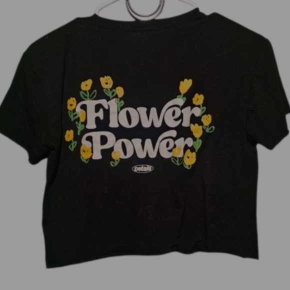 Petals And Peacocks Flower Power Crop Top EUC Medium 18 PTP - 16 Inches Length - Picture 3 of 7